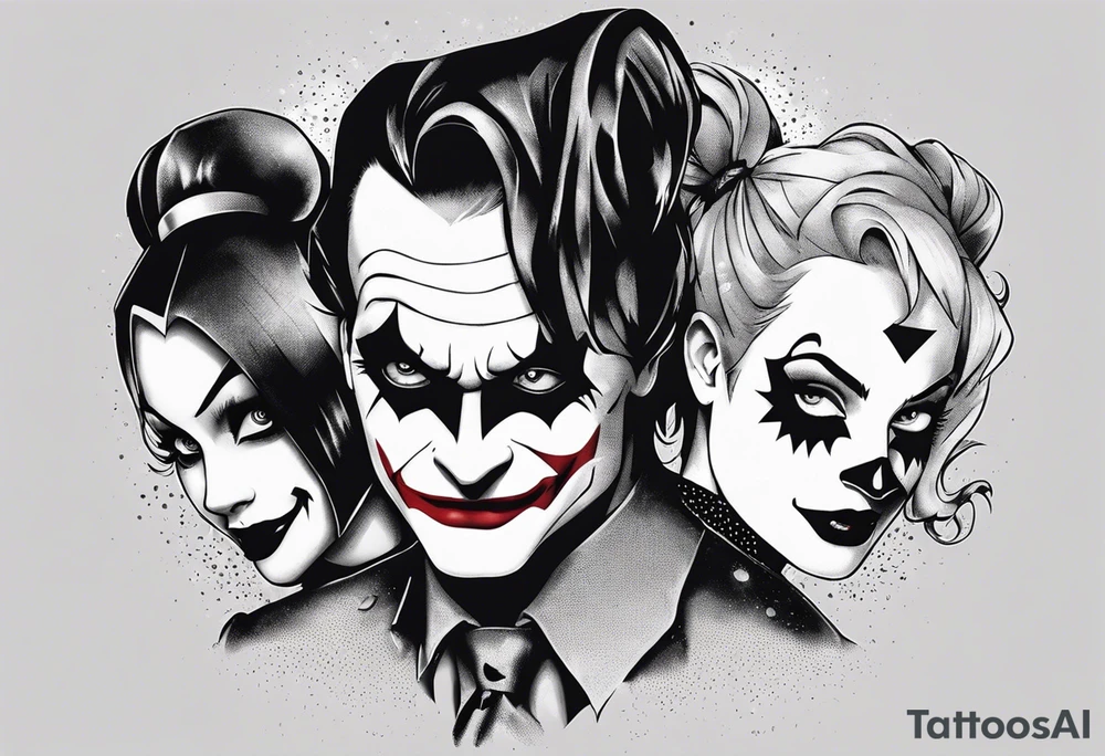 joker and harley quinn from the animated serie tattoo idea