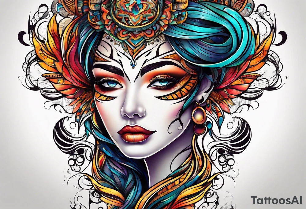 abstract organic line artwork tattoo idea