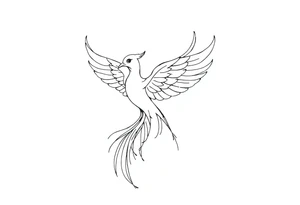 Fine line phoenix with line work tattoo idea