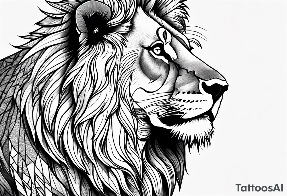powerful majestic lion, close-up tattoo idea
