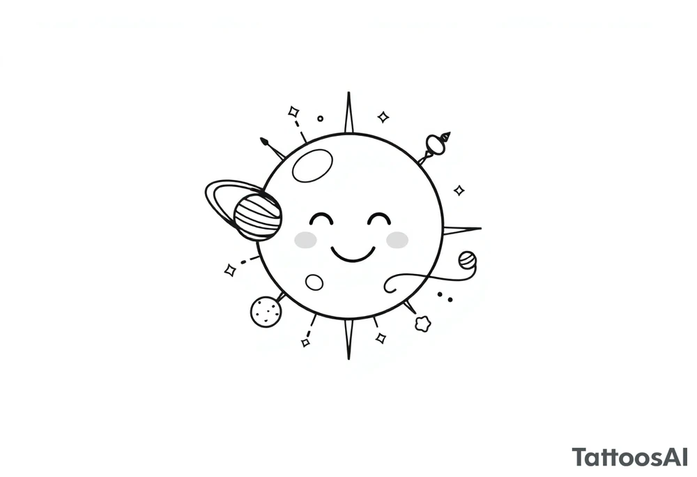 Smiley Cute solar system tattoo idea