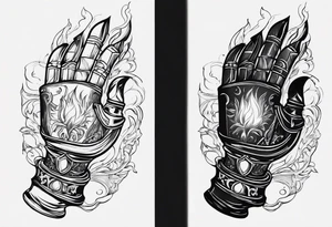 a knight's gauntlet holding a torch tattoo idea