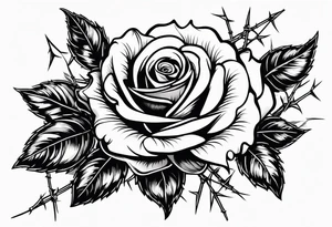 roses with thorns and barbed wires intertwined tattoo idea