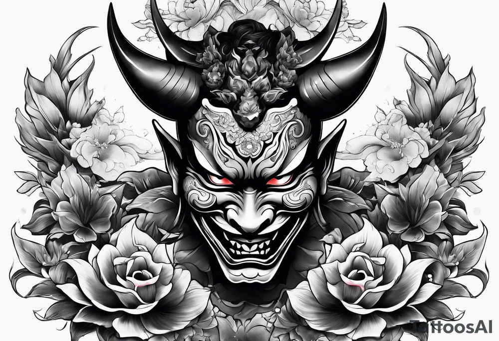 hannya with gueixa and smoke tattoo idea