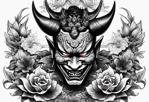 hannya with gueixa and smoke tattoo idea