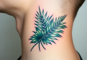 realistic large woven palm leaves tattoo idea