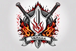 valhalla on fire blood
sword shield axe tattoo idea