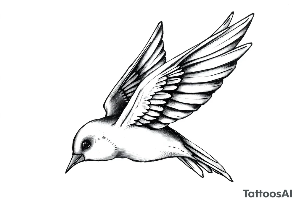 swallow flying with its wings out and forward tattoo idea