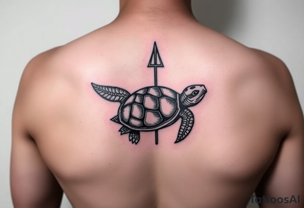 turtle with trident tattoo idea