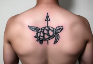 turtle with trident tattoo idea
