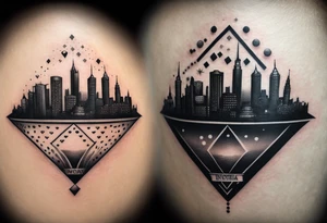 Money crowns diamonds Dallas Texas skyline tattoo idea