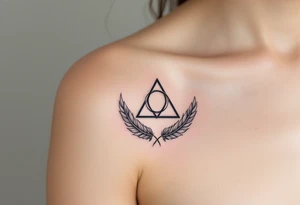 A triquetra surrounded by angelic feathers, symbolizing divine protection and purity. tattoo idea