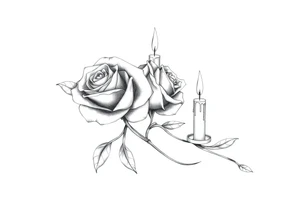 Passed love one, two roses, two candles, blue, hearts tattoo idea