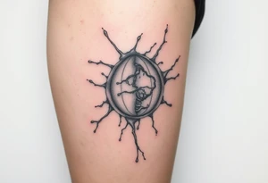 A wound revealing a robotic inside under the skin tattoo idea