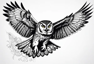 owl flying tattoo idea