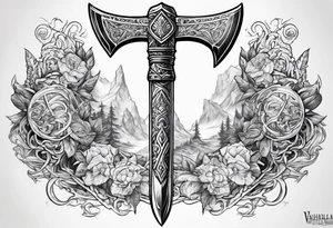 Valhalla sword axe tattoo idea