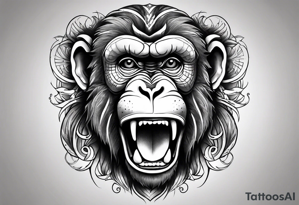 aggressive monkey on torso tattoo tattoo idea