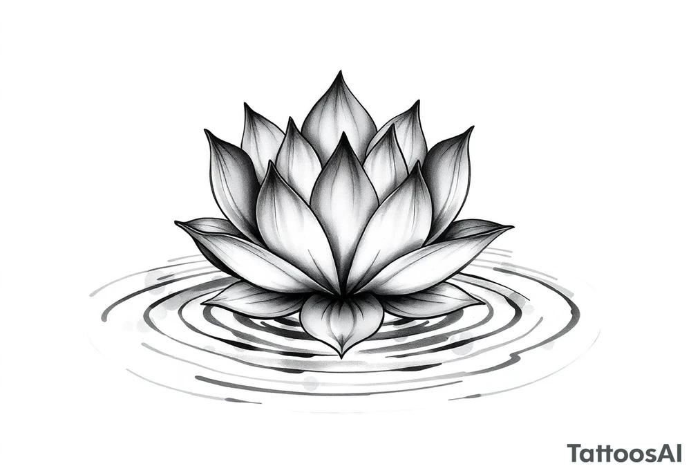 serene lotus flower emerging from sacred waters with ripples tattoo idea