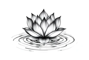 serene lotus flower emerging from sacred waters with ripples tattoo idea