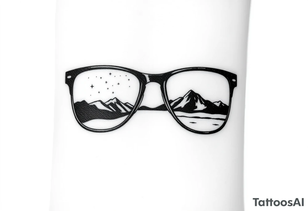 Landscape Reflecting Glasses
You can use the lenses of your glasses to depict a beautiful landscape, such as a sunset, a starry sky tattoo idea