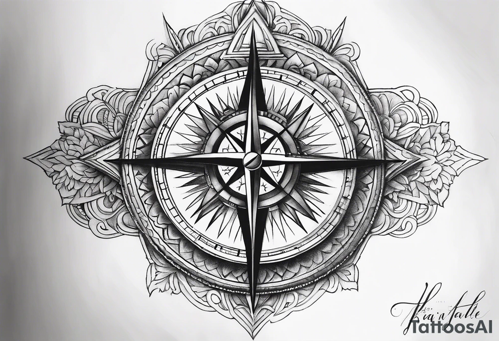 Half face half compass tattoo idea