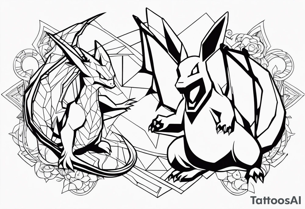 charizard and pikachu tattoo tattoo idea
