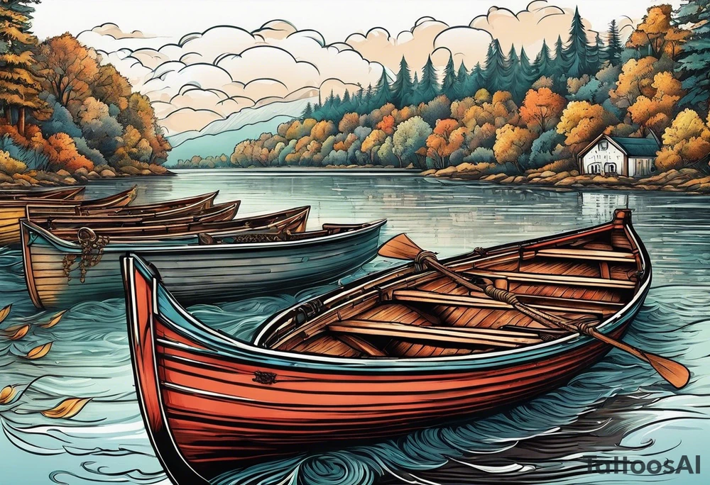 row boat with 18 rowers tattoo idea