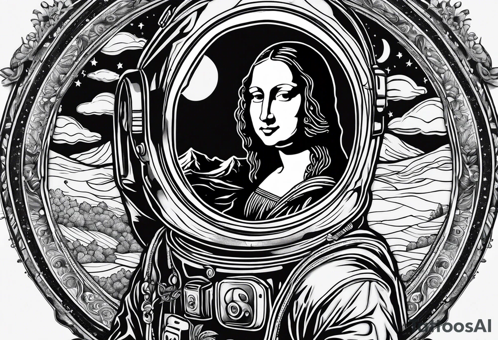 The mona lisa but with an astronaut rather than a woman tattoo idea
