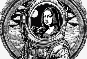 The mona lisa but with an astronaut rather than a woman tattoo idea