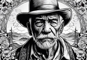 old man fighting with a skeleton tattoo idea