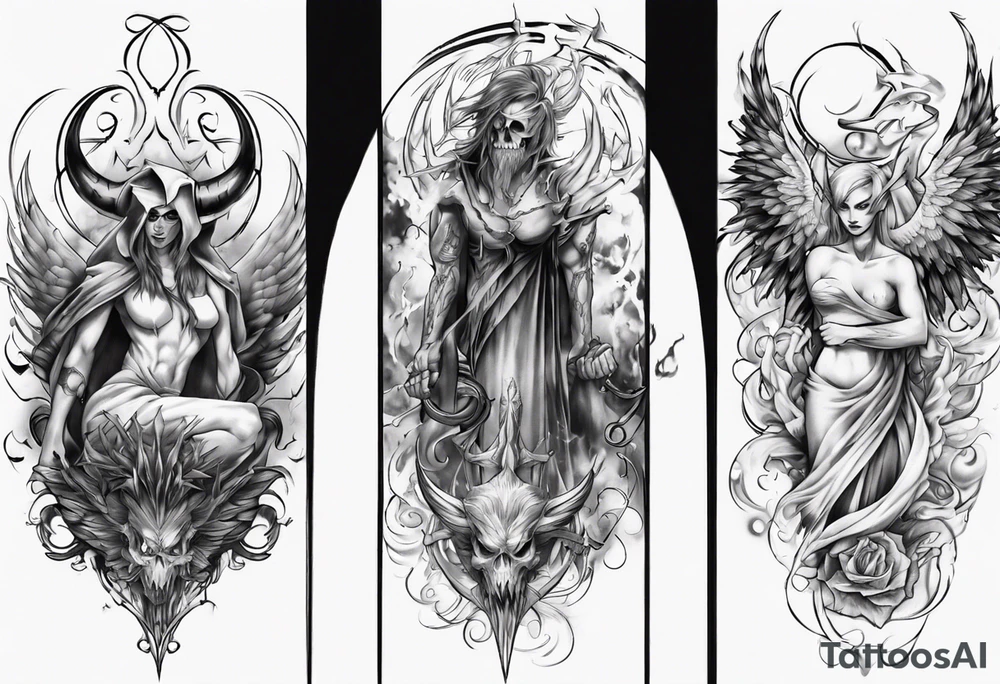 Sleeve good and evil tattoo idea