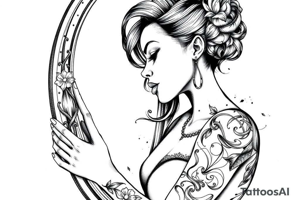 black woman loving herself in the mirror tattoo idea