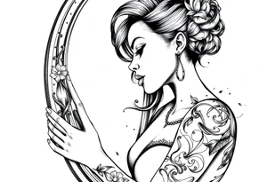 black woman loving herself in the mirror tattoo idea