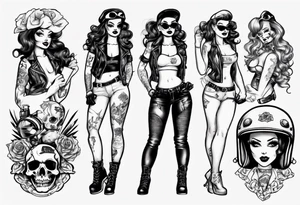 Pinup doll biker girl tattoo idea