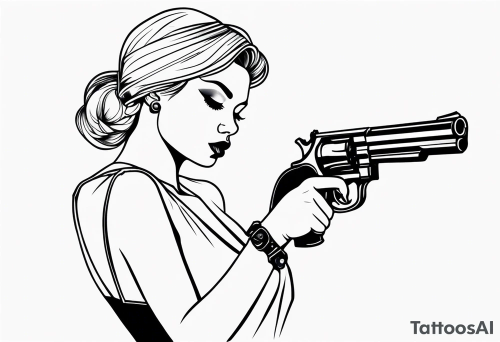 woman with a gun tattoo idea