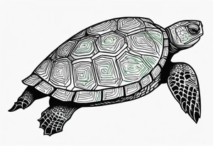 tropical psychedelic turtle's back, top down view, as seen from above tattoo idea