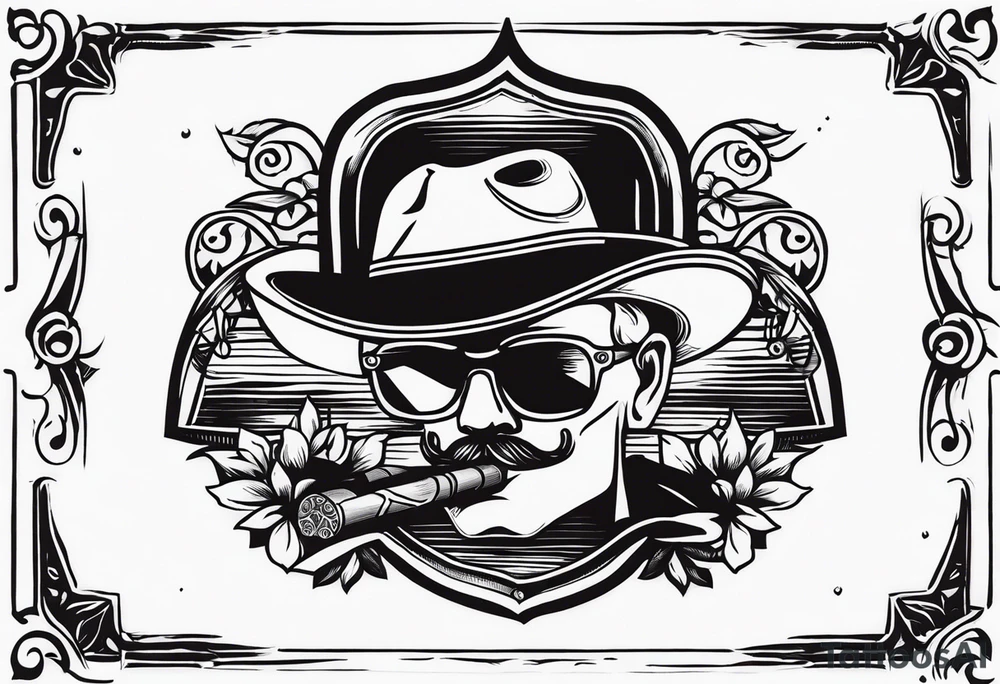 A simple vintage cigar box tattoo idea