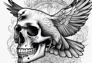 Dove pain hurt tears wrath skull tattoo idea