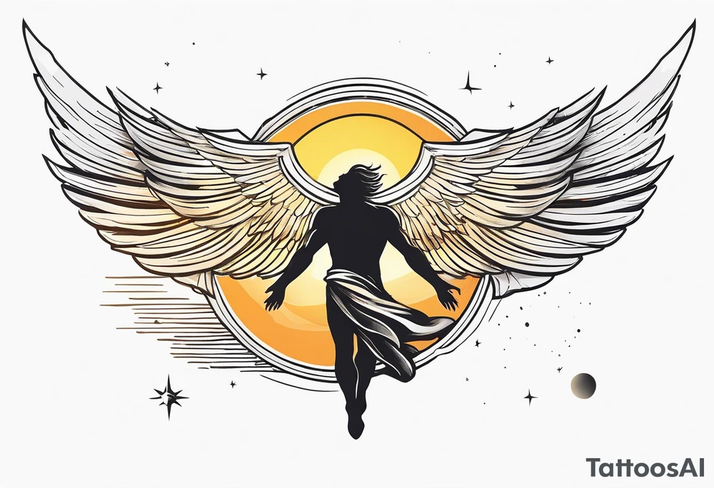 Icarus's myth flying too close to the sun tattoo idea