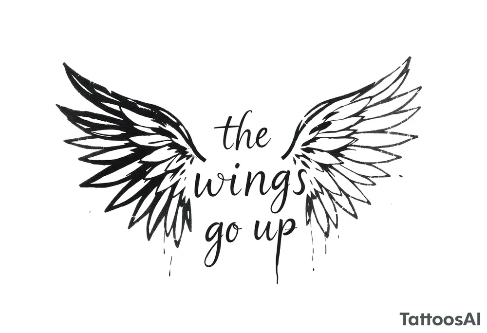 the wings go up

This tattoo design features a pair symmetrical angel wings drawn in black ink with a rough, sketch-like style. The left wing is darker, more defined, and appears denser, while the right wing is lighter, more delicate, and fragmented, creating a contrast between the two. The feathers are sharp and irregular, with fine lines and stray strokes extending outward, adding a raw and artistic feel. The overall look is dynamic and slightly chaotic, giving the impression of movement or an unfinished, ethereal form. This design symbolizes duality, freedom, transformation, or even struggle, making it a meaningful and visually striking tattoo. tattoo idea