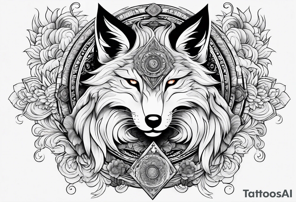 a kitsune with 6 eyes tattoo idea