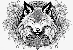 a kitsune with 6 eyes tattoo idea