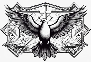 Something biblical quote, and gel, dove, crosses tattoo idea