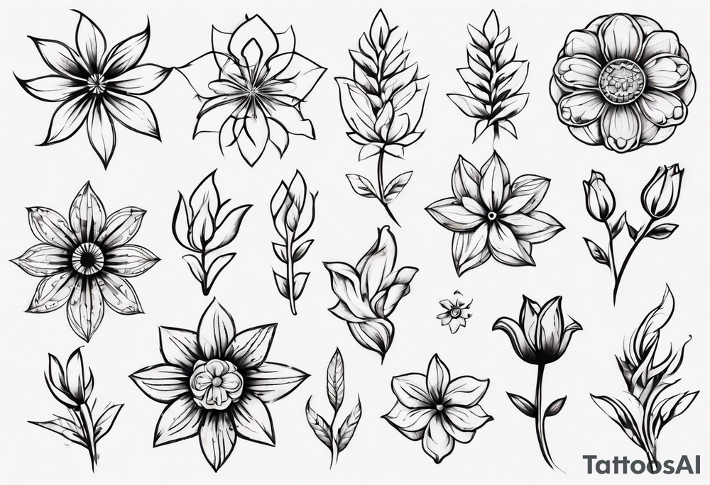 Minimalist Ornemental flower tattoo idea