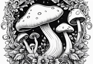 vines wrapped around a mushroom tattoo idea