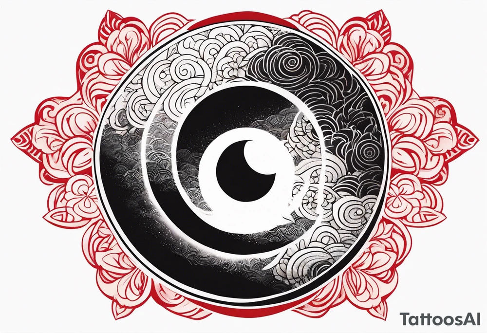 black solar eclipse with red light shining behind it tattoo idea
