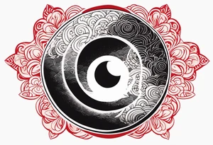 black solar eclipse with red light shining behind it tattoo idea