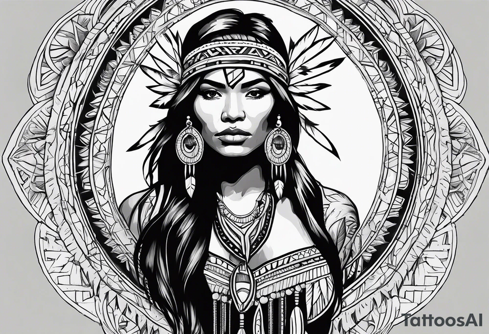 native American woman tattoo idea