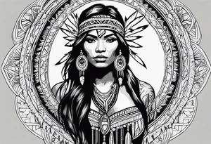 native American woman tattoo idea