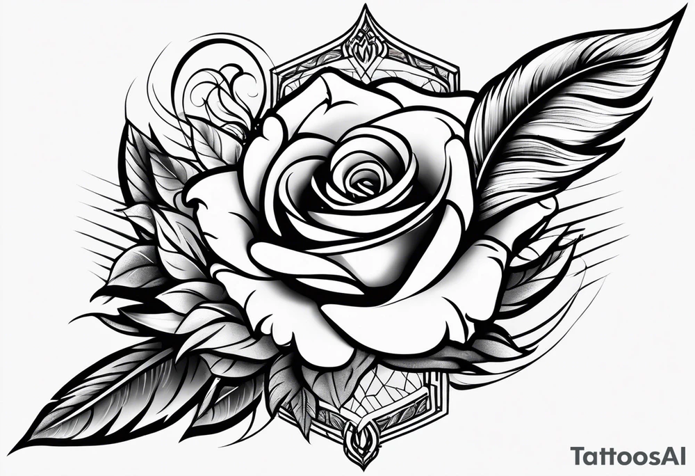 forearm tattoo
a angel feather including a stylish rose with first name Isa encrypted tattoo idea